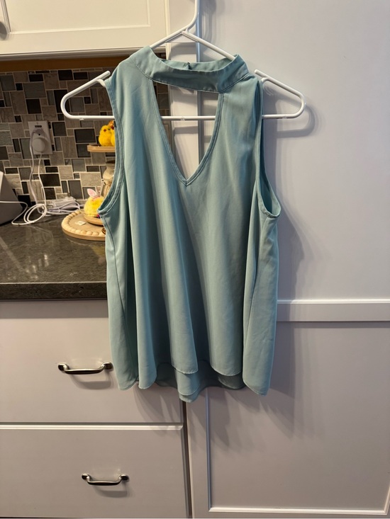 My Michelle Tops - My Michelle Light Teal Sleeveless Halter V-Neck Top